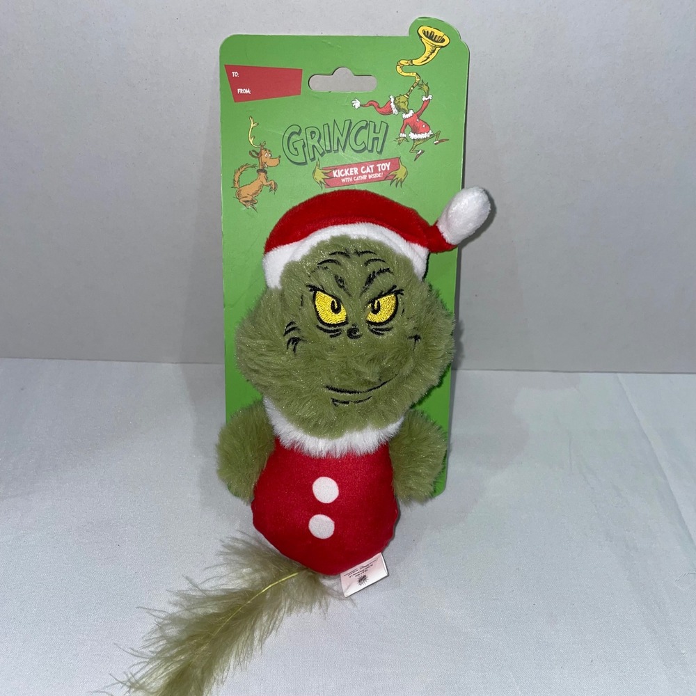 Dr Seuss The Grinch Santa Kicker Cat Toy with Catnip Holiday Pet Plush DS232-WM